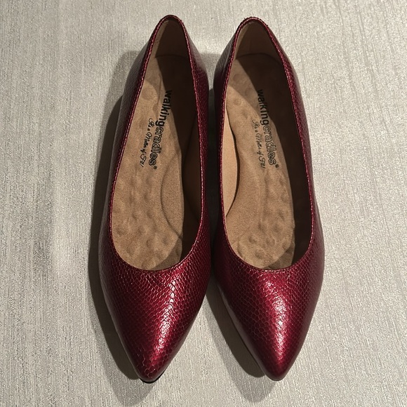 Walking Cradles Shoes - Walking cradle Wine Snake-Embossed Reece Leather Flat